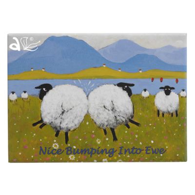 Nice Bumping Into Ewe Sheep Magnet by Thomas Joseph